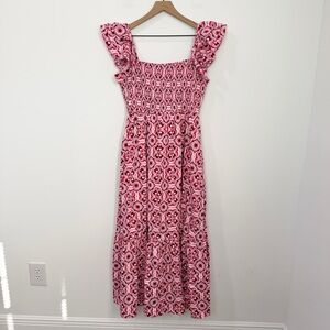 In Loom Zoey Magenta Floral Flutter Cap Sleeve Maxi Dress size Medium